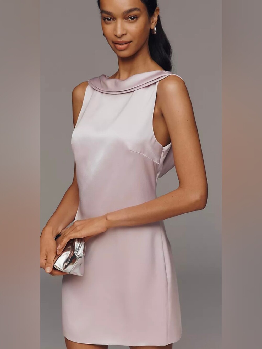Anthropologie Mare Mare Draped Satin Mini Dress Light Purple Size L